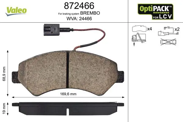 Handler.Part Brake pad set, disc brake Valeo 872466 1