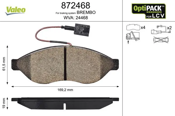 Handler.Part Brake pad set, disc brake Valeo 872468 1