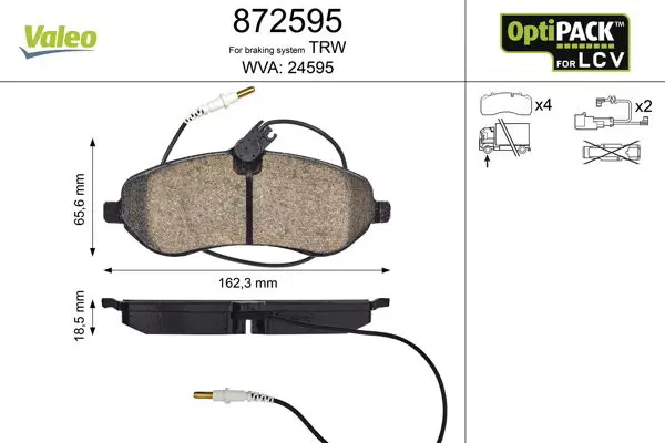 Handler.Part Brake pad set, disc brake Valeo 872595 1