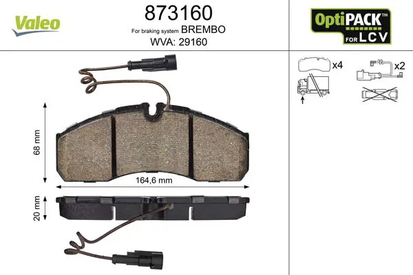 Handler.Part Brake pad set, disc brake Valeo 873160 1