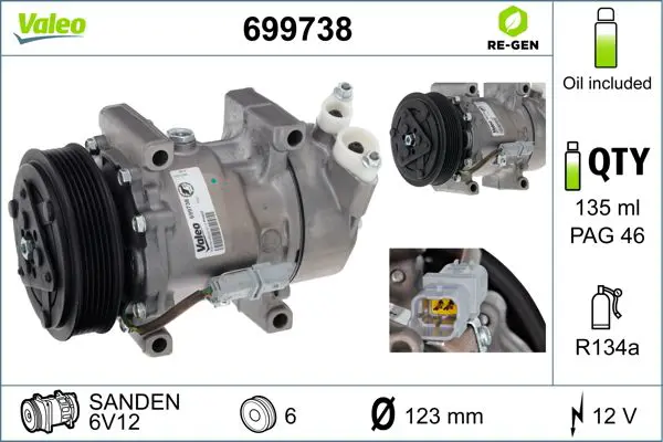 Handler.Part Compressor, air conditioning Valeo 699738 1