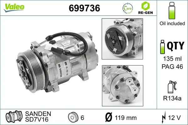 Handler.Part Compressor, air conditioning Valeo 699736 1