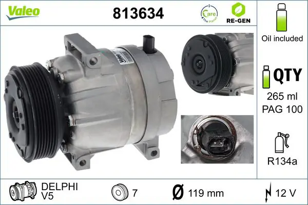 Handler.Part Compressor, air conditioning Valeo 813634 1