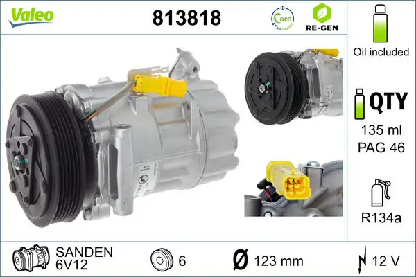 Handler.Part Compressor, air conditioning Valeo 813818 1