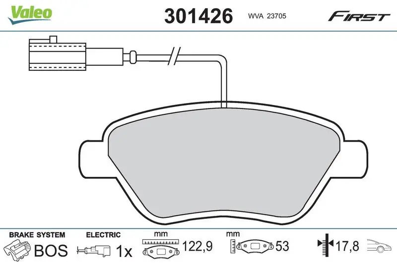 Handler.Part Brake pad set, disc brake Valeo 301426 1