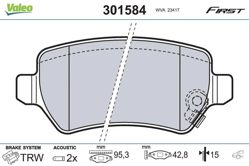 Handler.Part Brake pad set, disc brake Valeo 301584 1