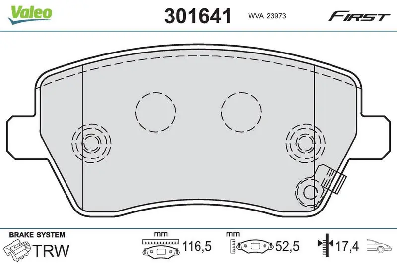 Handler.Part Brake pad set, disc brake Valeo 301641 1