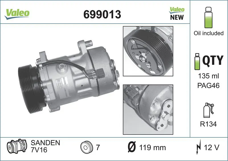 Handler.Part Compressor, air conditioning Valeo 699013 1