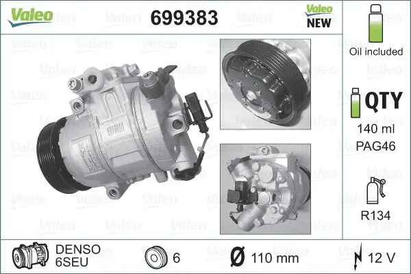 Handler.Part Compressor, air conditioning Valeo 699383 2