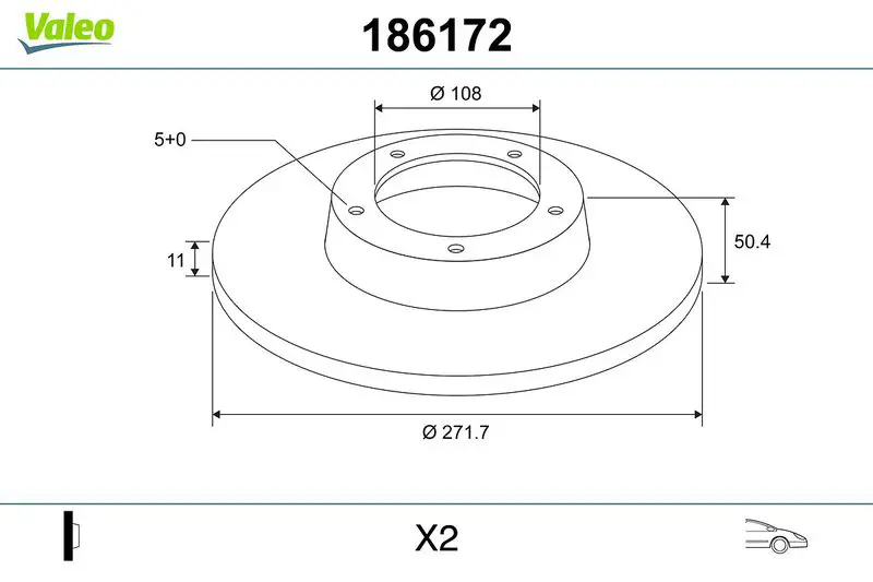 Handler.Part Brake disc Valeo 186172 1