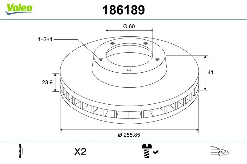 Handler.Part Brake disc Valeo 186189 1