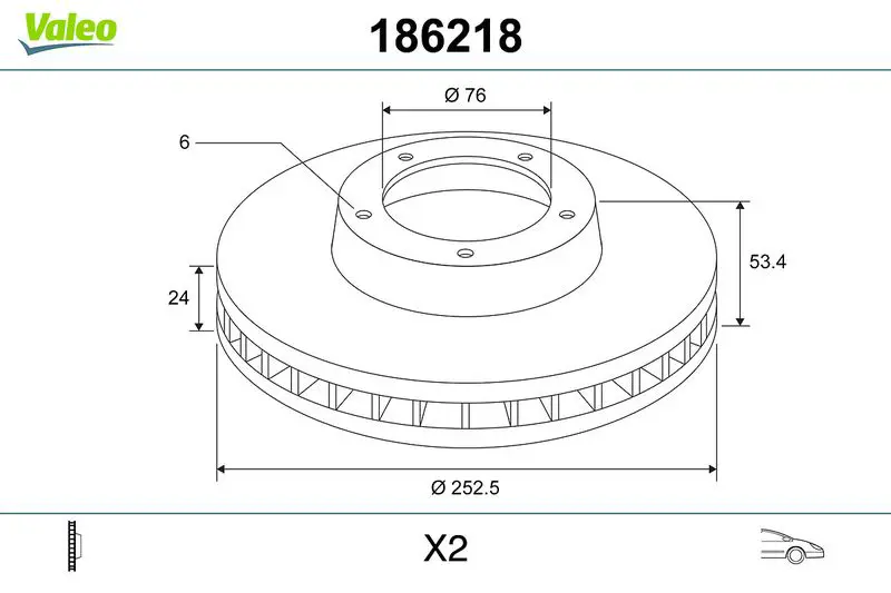 Handler.Part Brake disc Valeo 186218 1