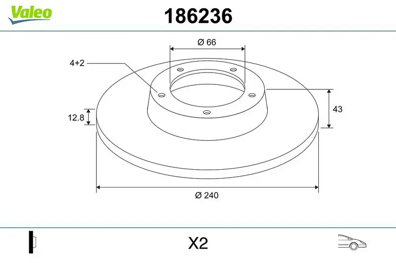 Handler.Part Brake disc Valeo 186236 1