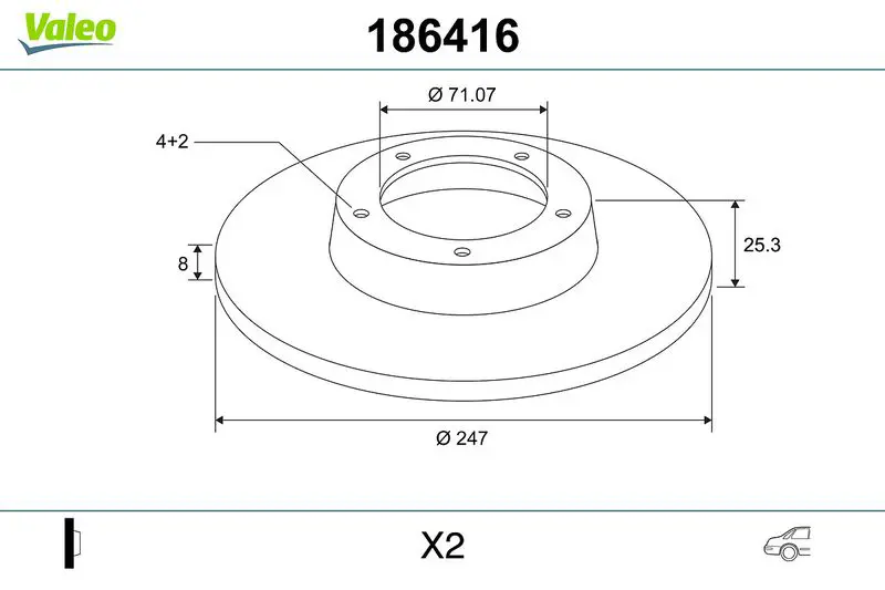 Handler.Part Brake disc Valeo 186416 1