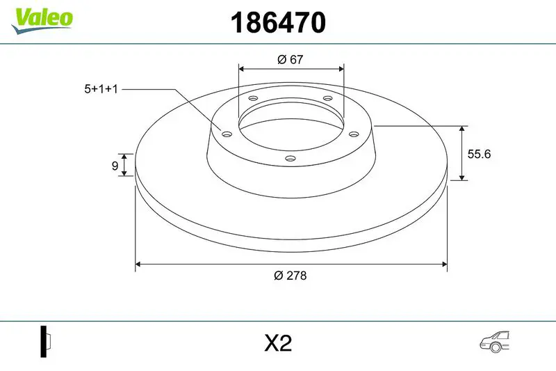 Handler.Part Brake disc Valeo 186470 1