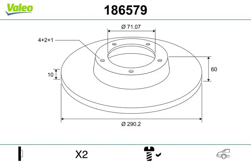 Handler.Part Brake disc Valeo 186579 1