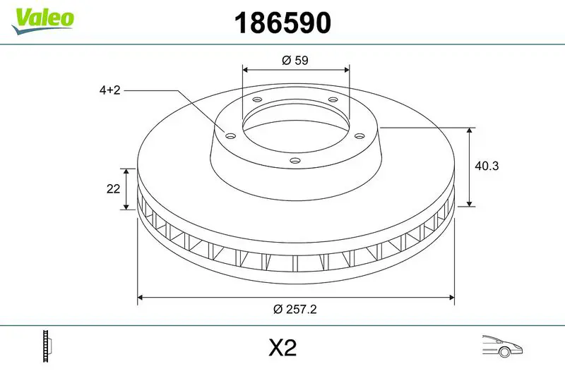 Handler.Part Brake disc Valeo 186590 1