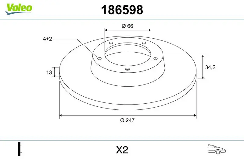 Handler.Part Brake disc Valeo 186598 1