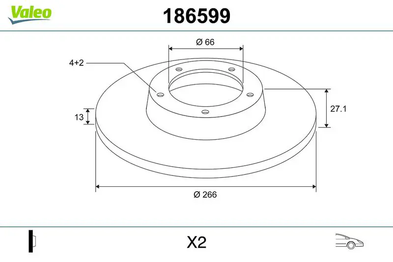 Handler.Part Brake disc Valeo 186599 1