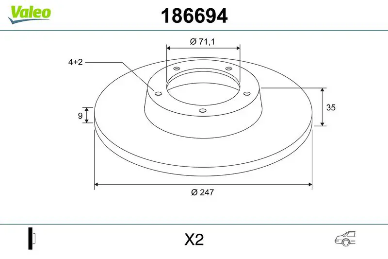 Handler.Part Brake disc Valeo 186694 1