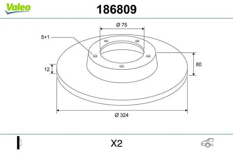 Handler.Part Brake disc Valeo 186809 1