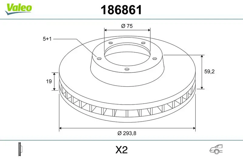 Handler.Part Brake disc Valeo 186861 1