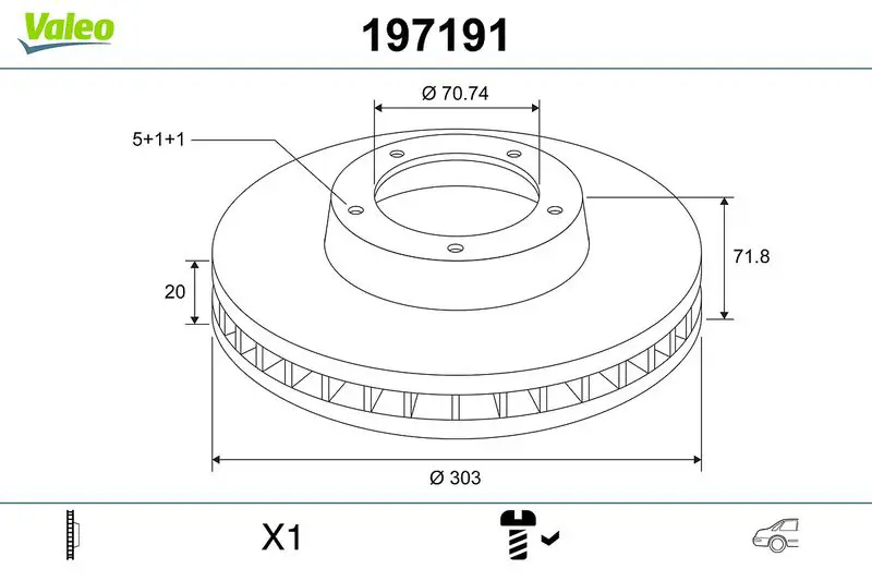 Handler.Part Brake disc Valeo 197191 1