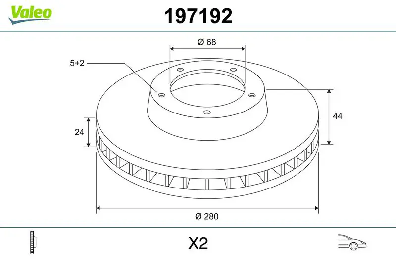 Handler.Part Brake disc Valeo 197192 1