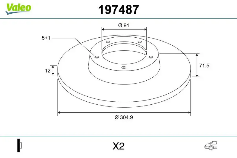 Handler.Part Brake disc Valeo 197487 1