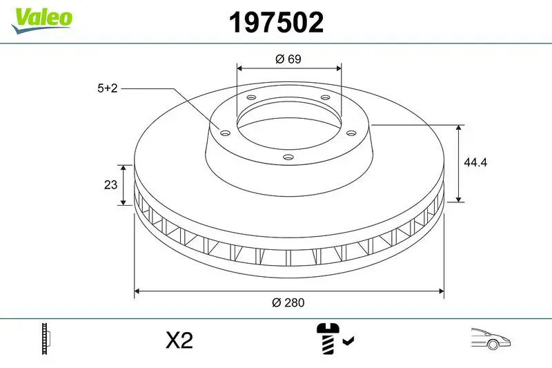 Handler.Part Brake disc Valeo 197502 1