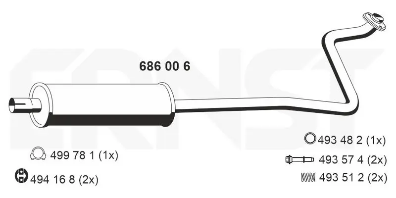 Handler.Part Middle silencer ERNST 686006 1