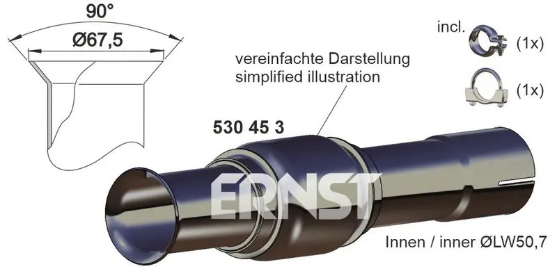 Handler.Part Flex hose, exhaust system ERNST 530453 1