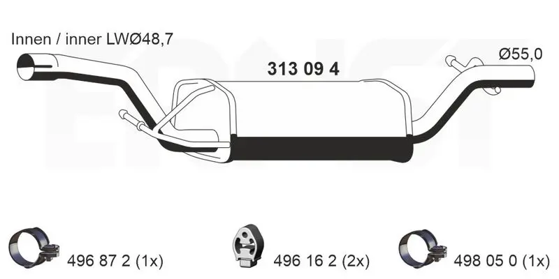 Handler.Part Middle silencer ERNST 313094 1