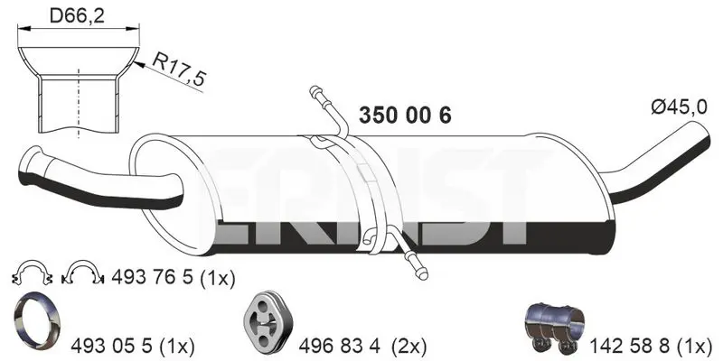 Handler.Part Middle silencer ERNST 350006 1