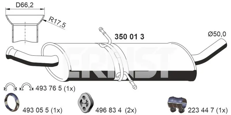 Handler.Part Middle silencer ERNST 350013 1