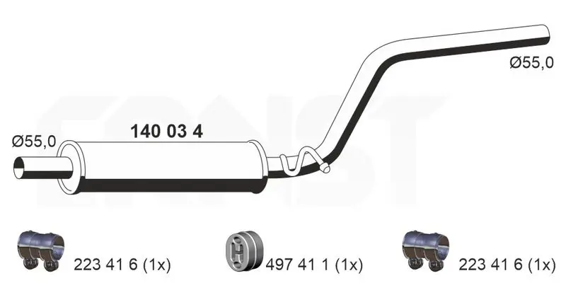 Handler.Part Middle silencer ERNST 140034 1