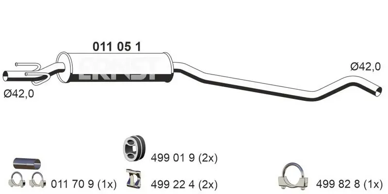 Handler.Part Middle silencer ERNST 011051 1