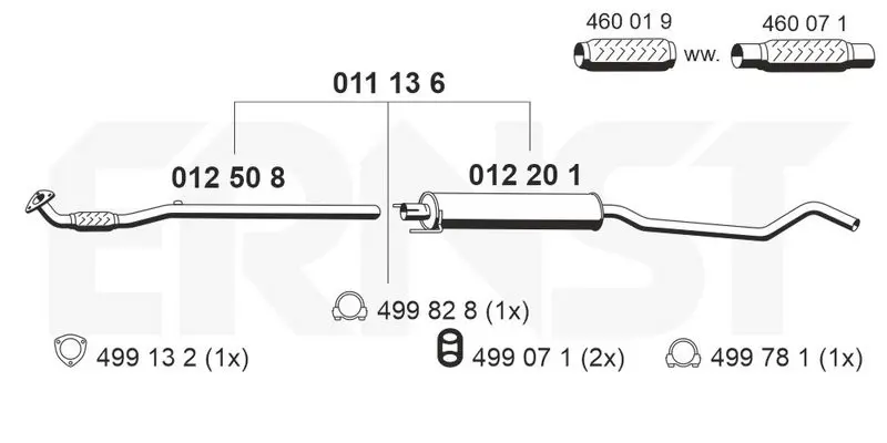 Handler.Part Middle silencer ERNST 011136 1