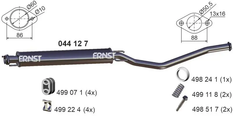 Handler.Part Middle silencer ERNST 044127 1