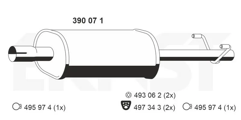 Handler.Part Middle silencer ERNST 390071 1