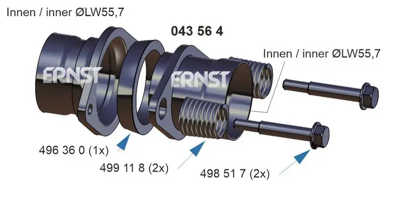 Handler.Part Repair kit, exhaust pipe ERNST 043564 1