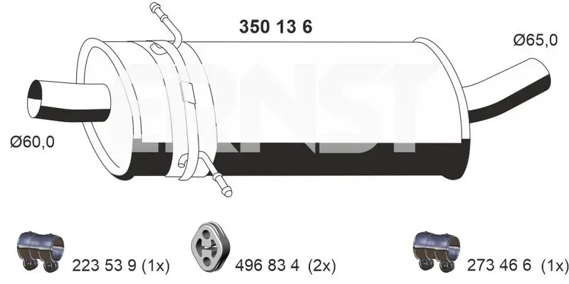 Handler.Part Middle silencer ERNST 350136 1