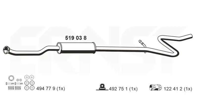 Handler.Part Middle silencer ERNST 519038 1