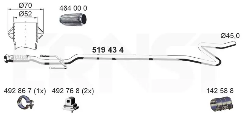 Handler.Part Exhaust pipe ERNST 519434 1