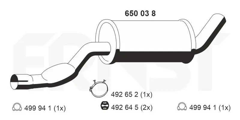 Handler.Part Middle silencer ERNST 650038 1