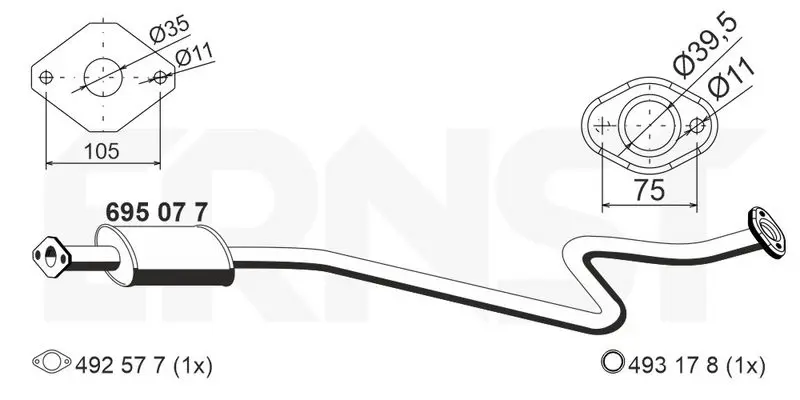 Handler.Part Middle silencer ERNST 695077 1