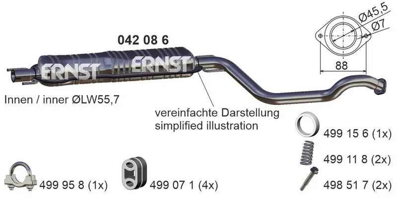 Handler.Part Middle silencer ERNST 042086 1