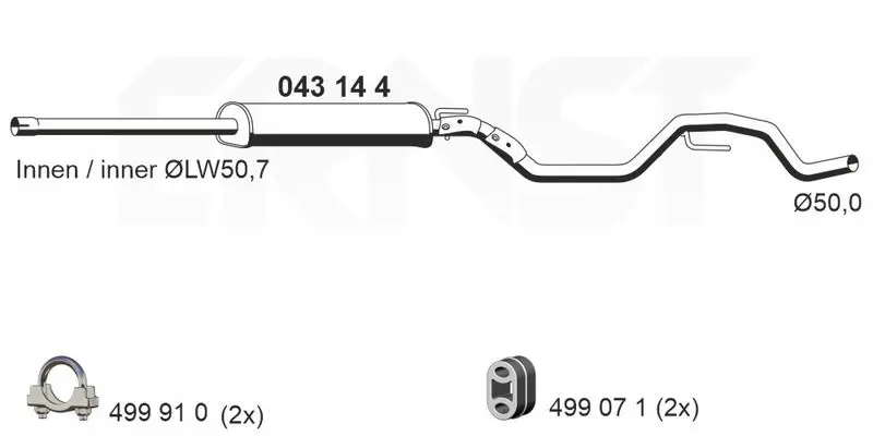 Handler.Part Middle silencer ERNST 043144 1