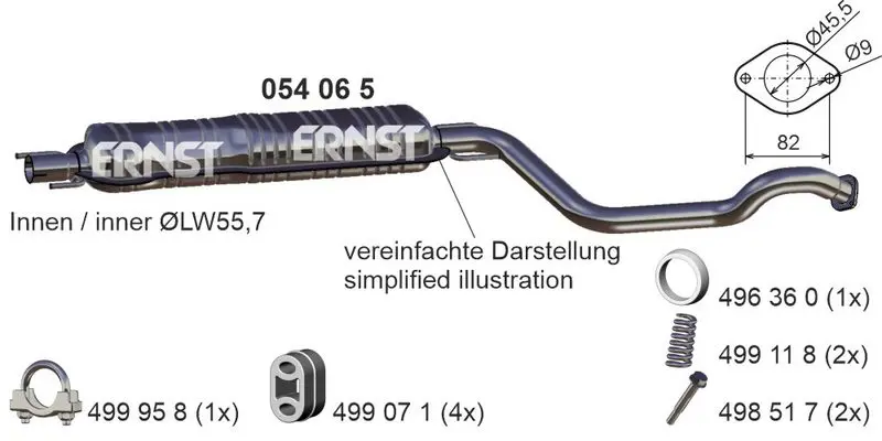 Handler.Part Middle silencer ERNST 054065 1