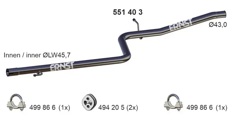 Handler.Part Exhaust pipe ERNST 551403 1